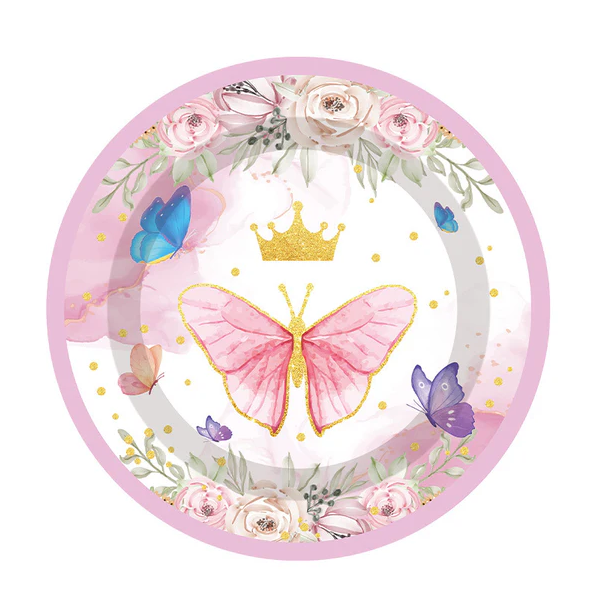 Papptallerken 18 cm - Sommerfugl