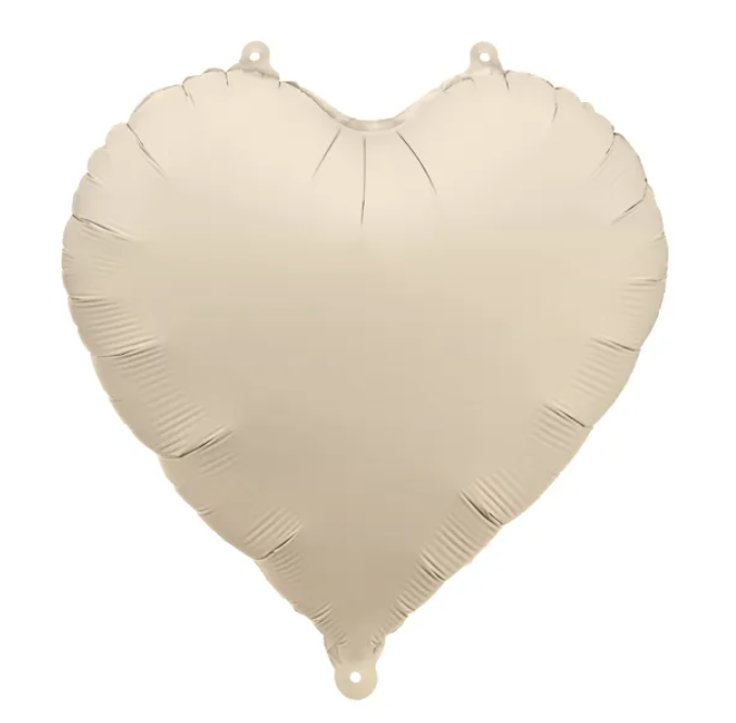 Folieballong - Hjerteformet, matt beige