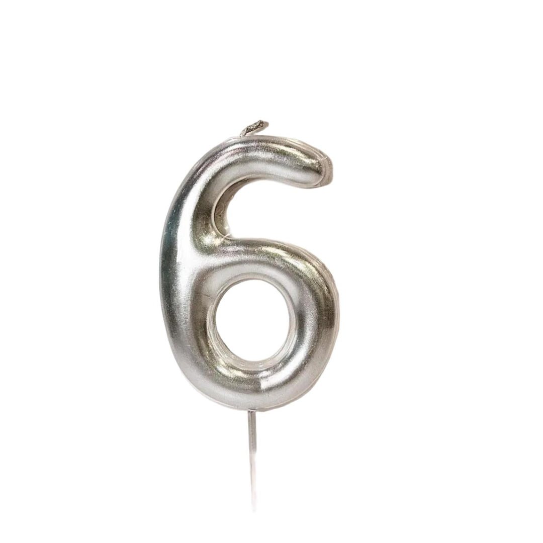 Kakelys nummer 0-9 sølv, 9 cm