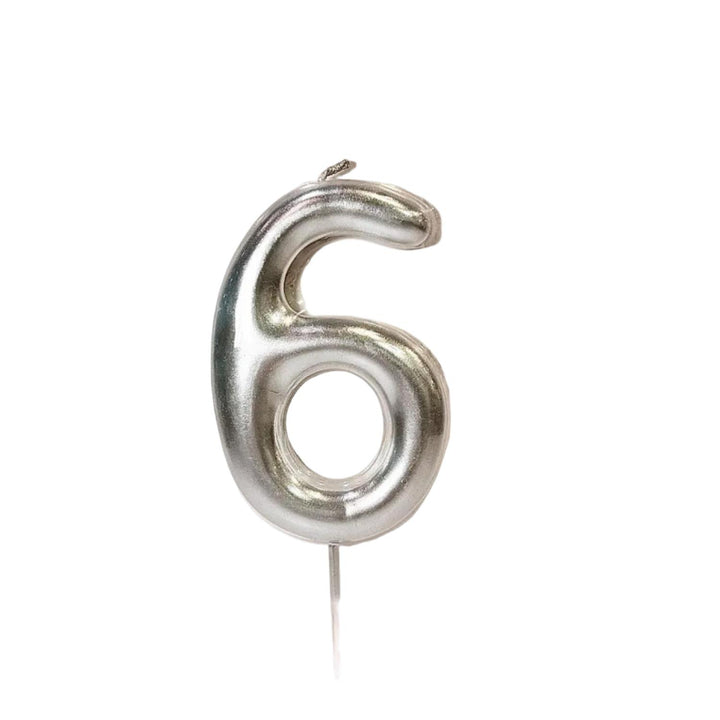 Kakelys nummer 0-9 sølv, 9 cm
