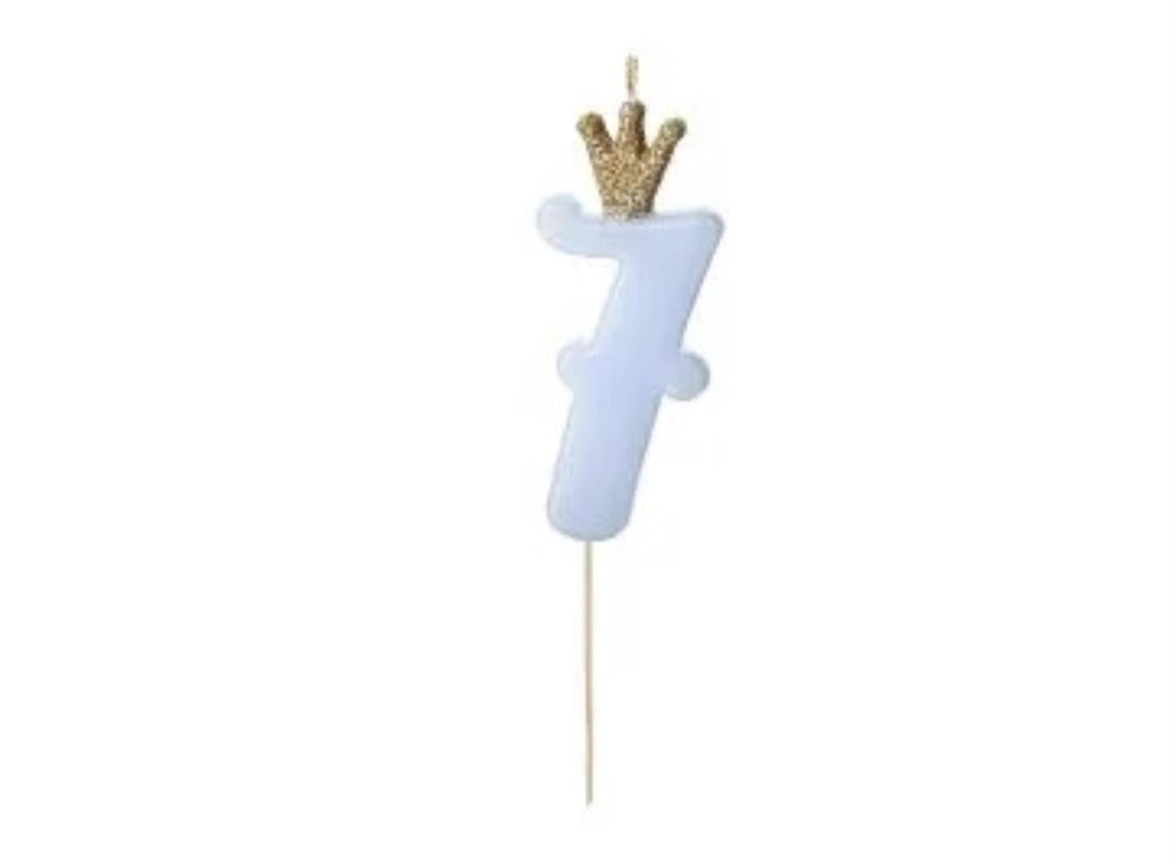 Kakelys nummer 0-9 blå krone, 10 cm