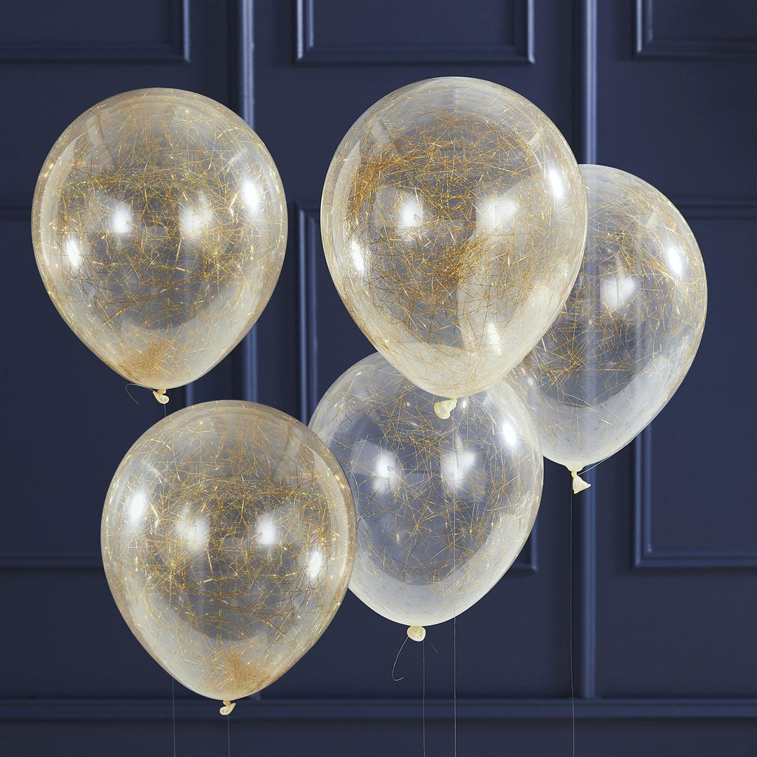 Gull Konfettiballonger - glitter hårkonfetti
