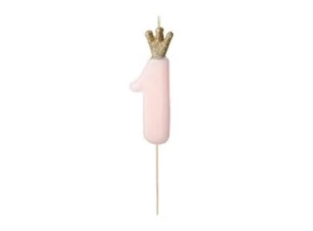 Kakelys nummer 0-9 rosa krone, 10 cm