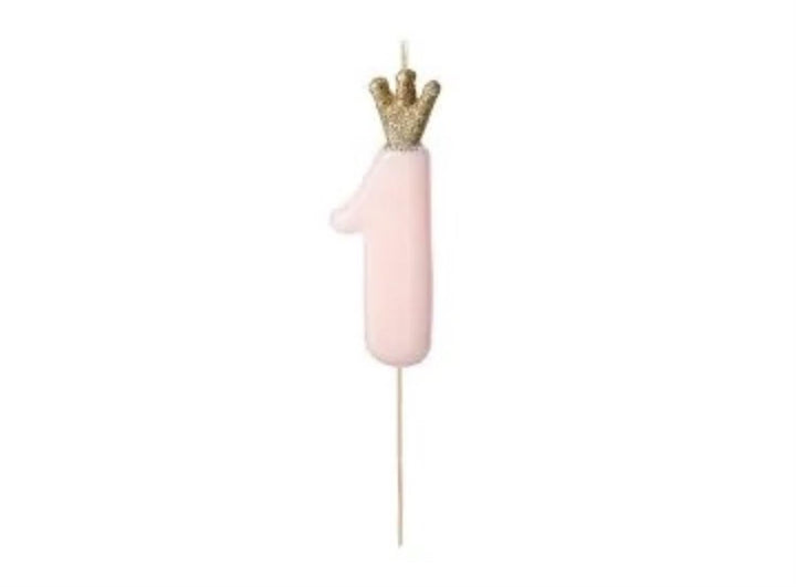 Kakelys nummer 0-9 rosa krone, 10 cm
