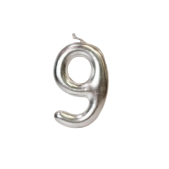 Kakelys nummer 0-9 sølv, 9 cm