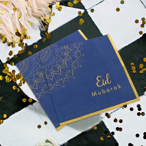 Servietter - Eid Mubarak Blå og gull