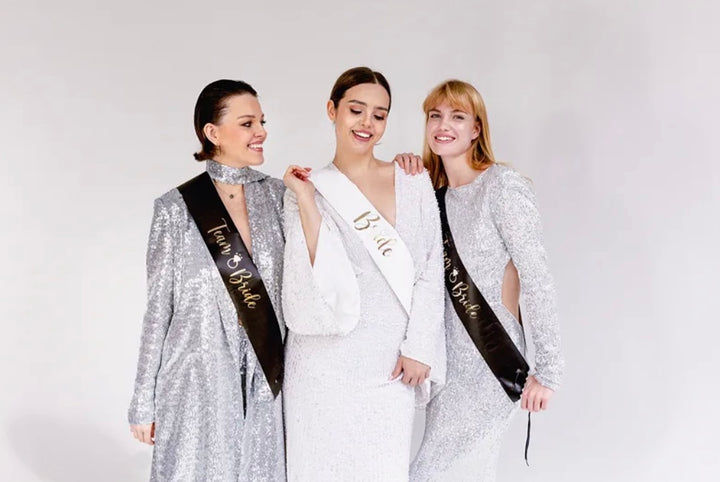 Sash -Team Bride-  Svart og Hvit - 6 stk