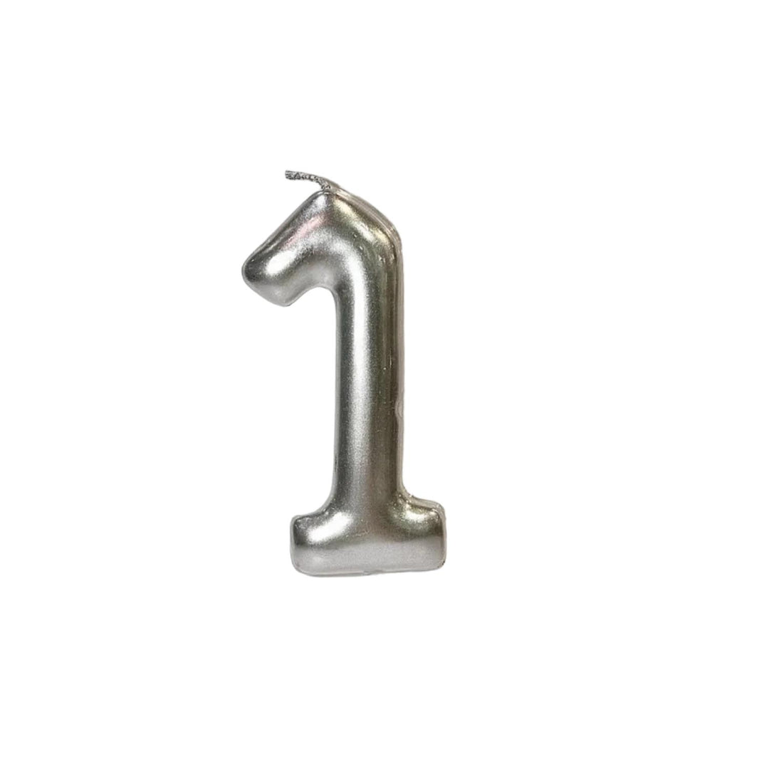 Kakelys nummer 0-9 sølv, 9 cm