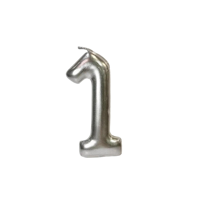 Kakelys nummer 0-9 sølv, 9 cm