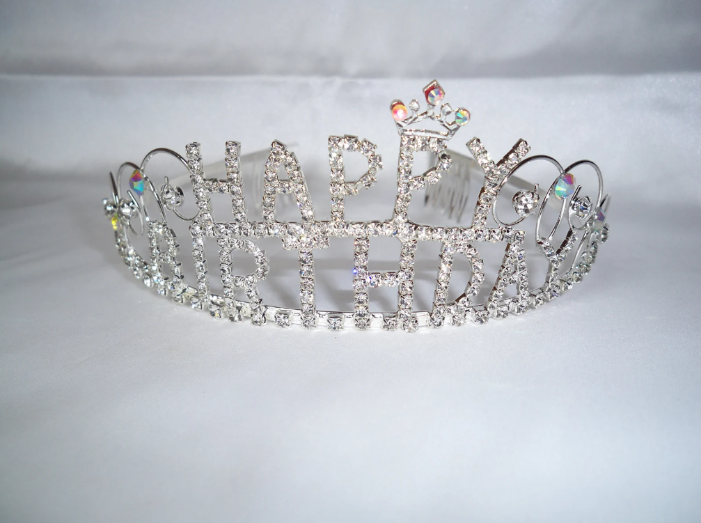 Diamante Tiara Happy Birthday - Gull