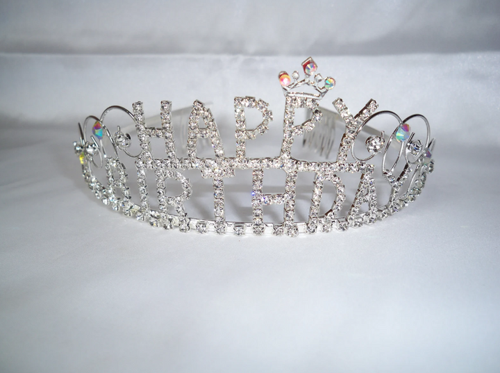 Diamante Tiara Happy Birthday - Gull
