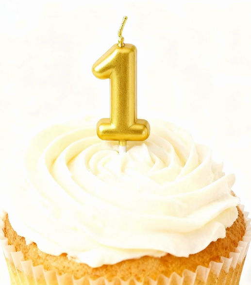 Kake Lys Nummer 1 Gull 6 cm
