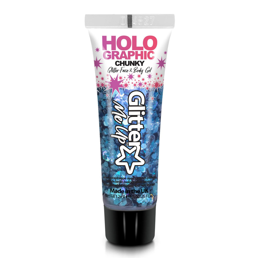Glitter for ansikt og kropp -  holografisk blå