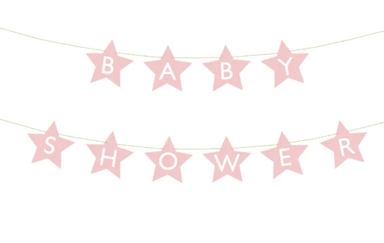Banner - Babyshower, stjerne, rosa