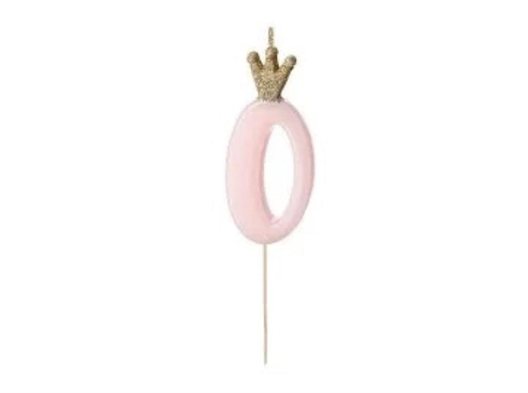 Kakelys nummer 0-9 rosa krone, 10 cm