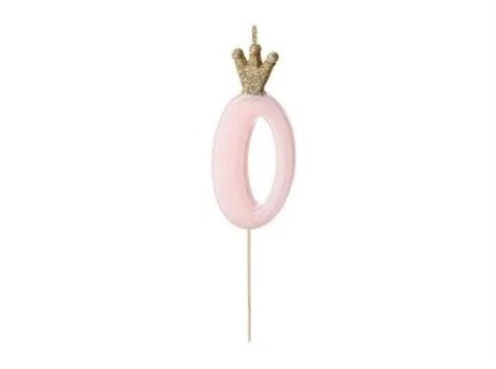 Kakelys nummer 0-9 rosa krone, 10 cm