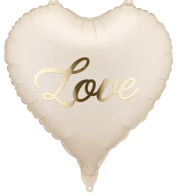 Hjerteformet Folieballong - love, beige