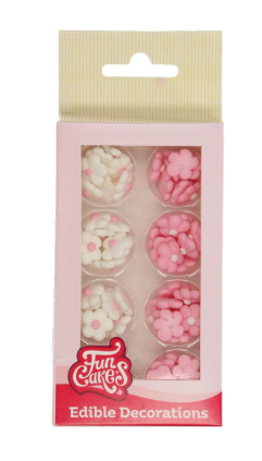 Sukkerdekor Rosa og hvite blomster