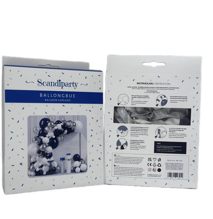 Ballongbue - Hvit, sølv og mørkeblå