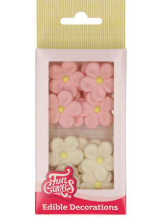 Sukkerdekor Rosa og hvite blomster