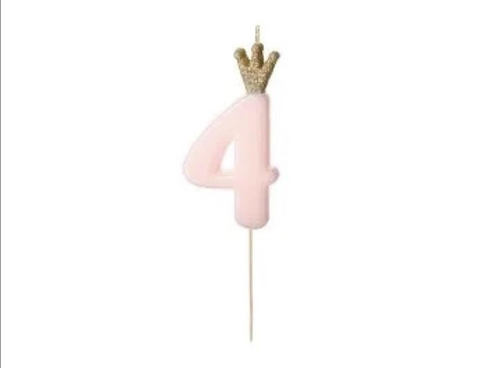 Kakelys nummer 0-9 rosa krone, 10 cm