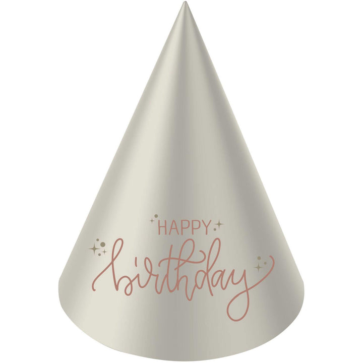 Partyhatter mini krem og rosa - «happy birthday»
