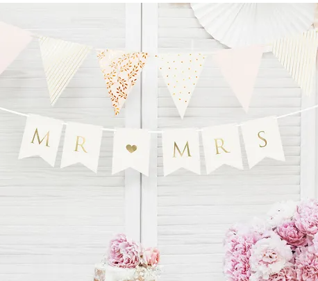 Banner - Mr & Mrs, Hvit