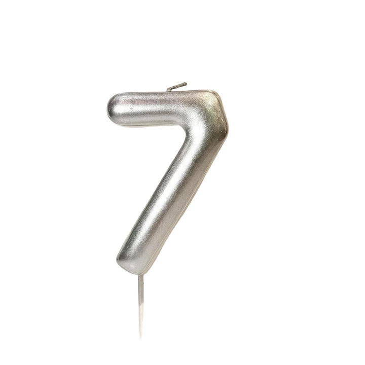Kakelys nummer 0-9 sølv, 9 cm