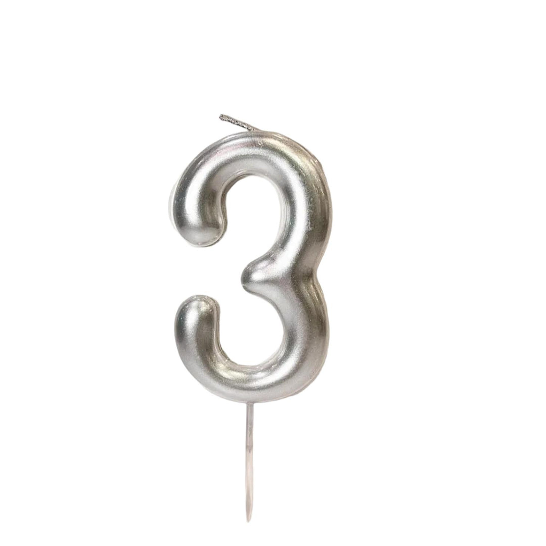 Kakelys nummer 0-9 sølv, 9 cm