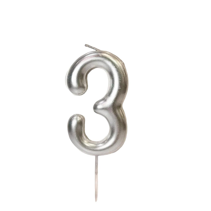 Kakelys nummer 0-9 sølv, 9 cm