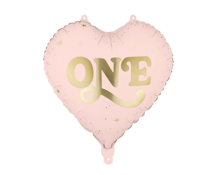 Hjerteformet Folieballong - ONE, rosa