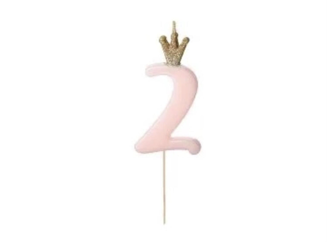Kakelys nummer 0-9 rosa krone, 10 cm