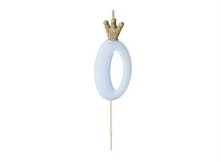 Kakelys nummer 0-9 blå krone, 10 cm