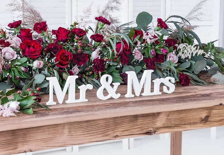 Mr&mrs tre dekorasjon hvit