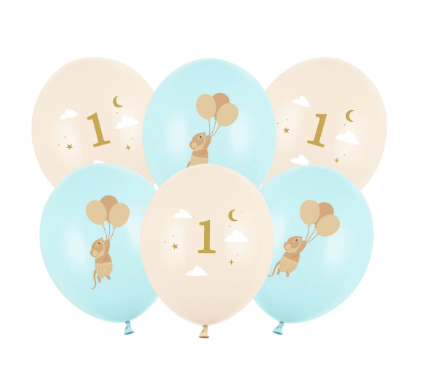 Ballonger 30cm, 1 år - Pastell blå