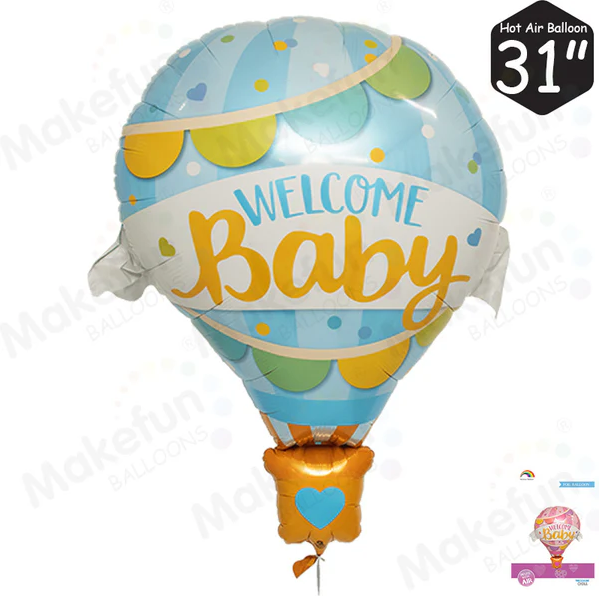 Welcome Baby - Folieballong, Blå