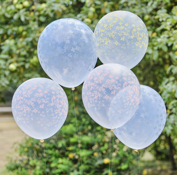 Pastelltrykte blomsterballonger