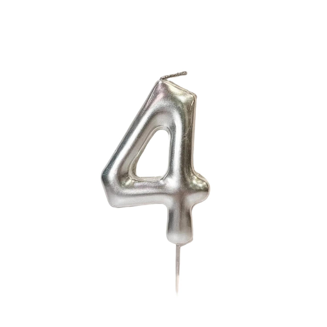 Kakelys nummer 0-9 sølv, 9 cm