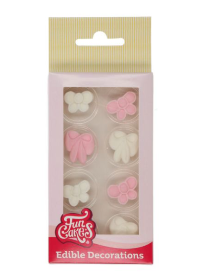 Sukkerdekor Rosa og Hvite sløyfer