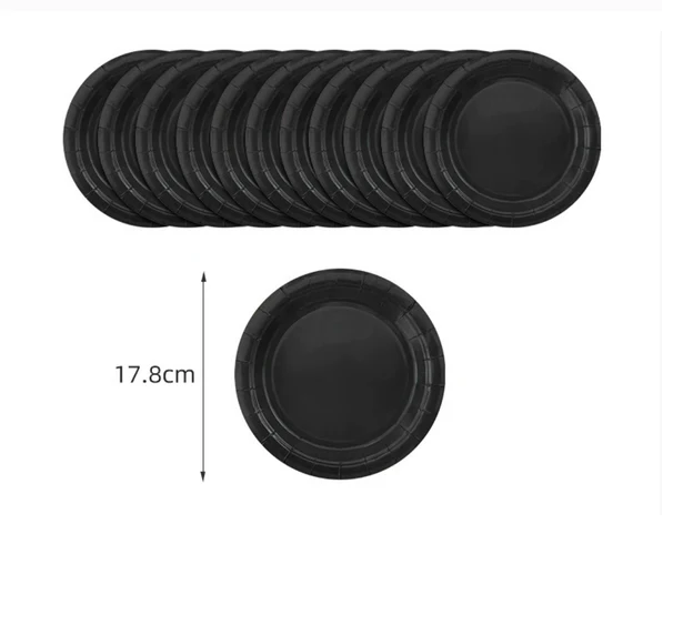 Papptallerken - Svart, 18 cm