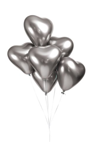 Hjerteballonger Sølv med speileffekt 20stk