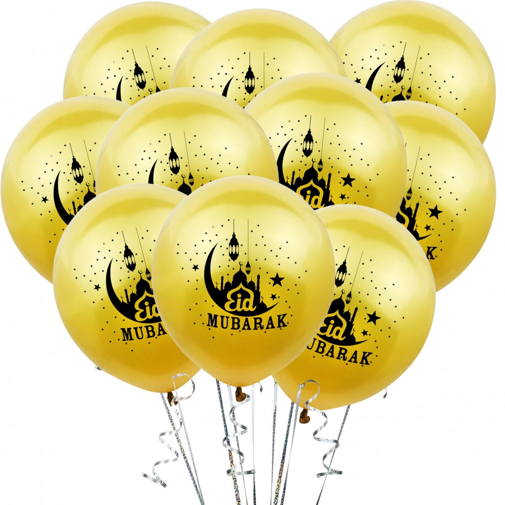 Eid Mubarak, Latex Ballonger, Gull- B, 10 stk