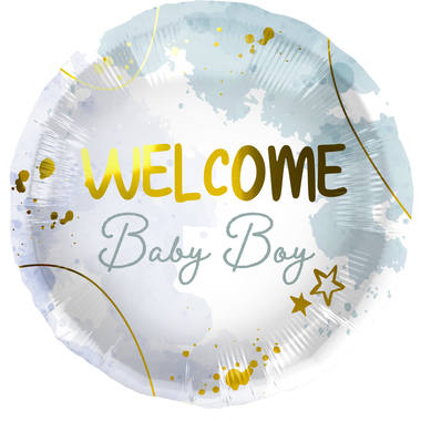 Folieballong Blå - Welcome Baby Boy