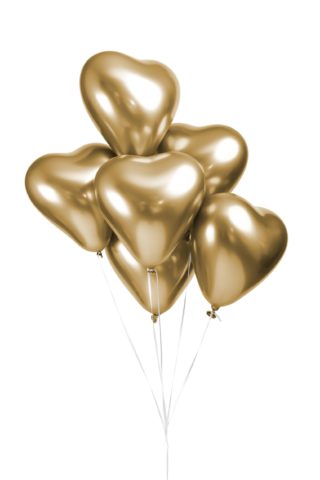 Hjerteballonger Gull med speileffekt 30 cm