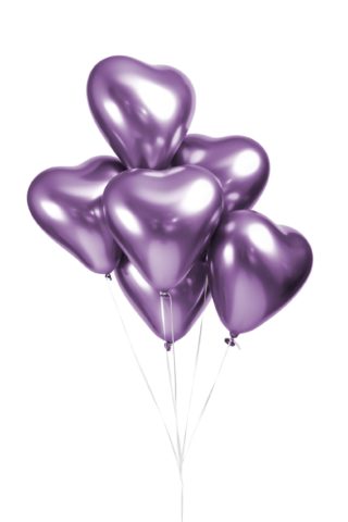 Hjerteballonger Lilla med speileffekt 30 cm