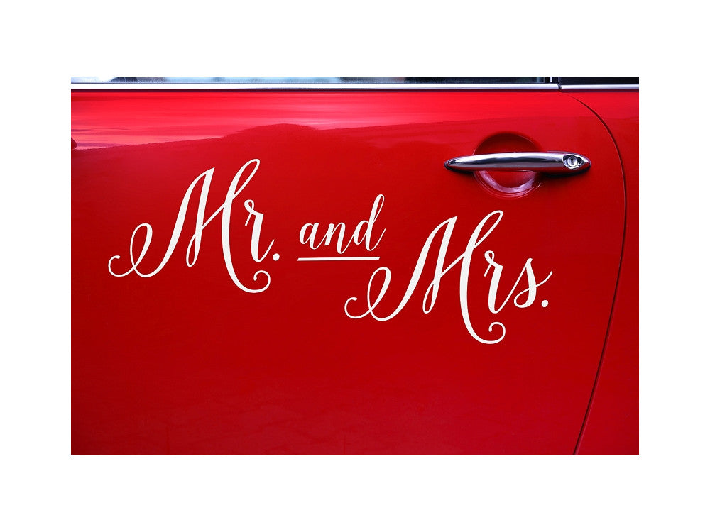 Klistremerke til Bil - Mr. og Mrs