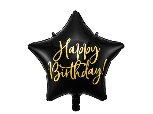Folieballong - Stjerneformet, Happy Birthday