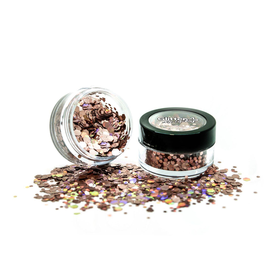 Glitter holografisk chunky - rosegull