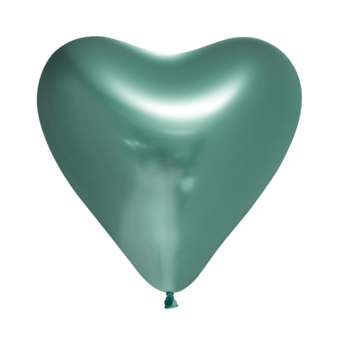 Hjerteballonger Grønn med speileffekt 30 cm