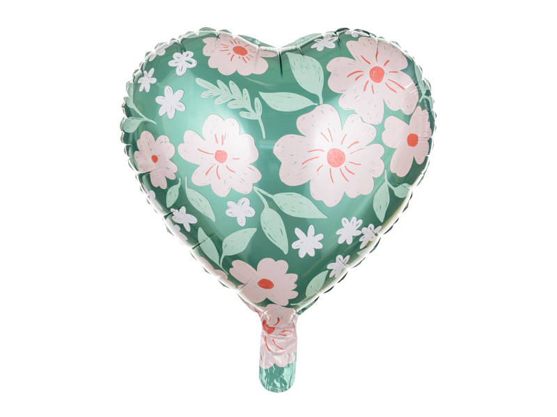 Folieballong - Hjerteformet Med Blomster
